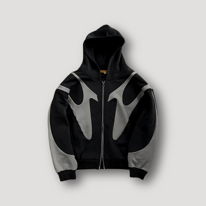 Men's Urban Hoodie - Streetwear Casual Zip - Black