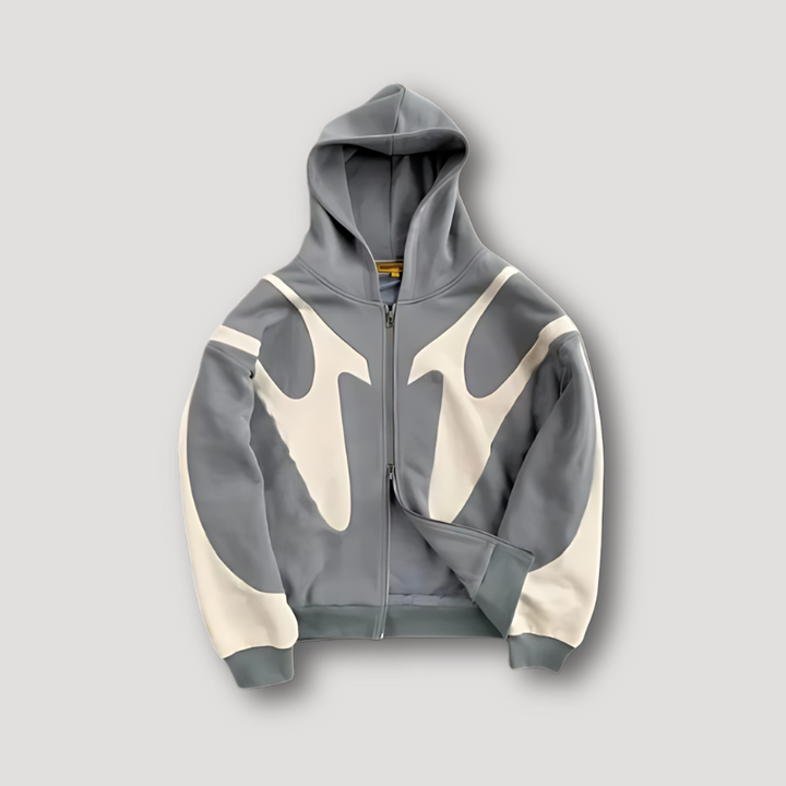 Men's Urban Hoodie - Streetwear Casual Zip - Grey