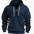 Men's Utility-Pocket Quarter-Zip Hoodie - Workwear Style