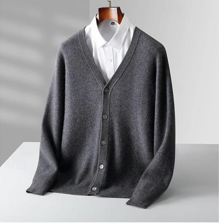 Men's V-Neck Vest with Button Closure - Classic Fit - Charcoal