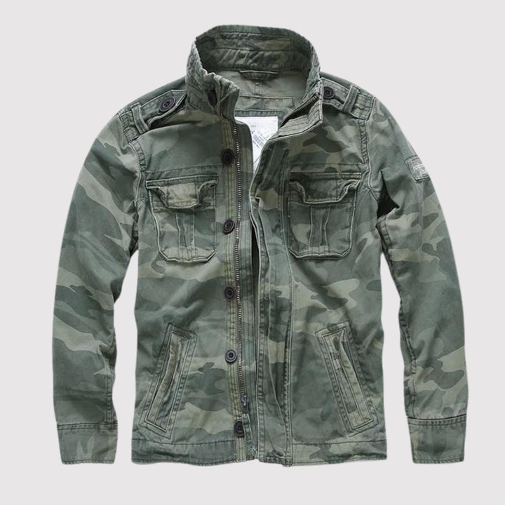 Men's Vintage Tactical Jacket - Classic Military Style - Army Green
