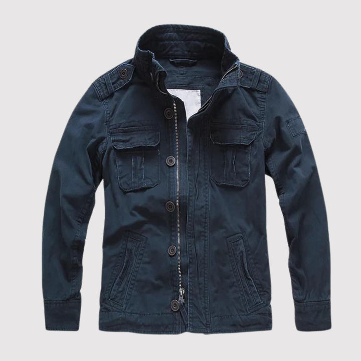 Men's Vintage Tactical Jacket - Classic Military Style - Blue