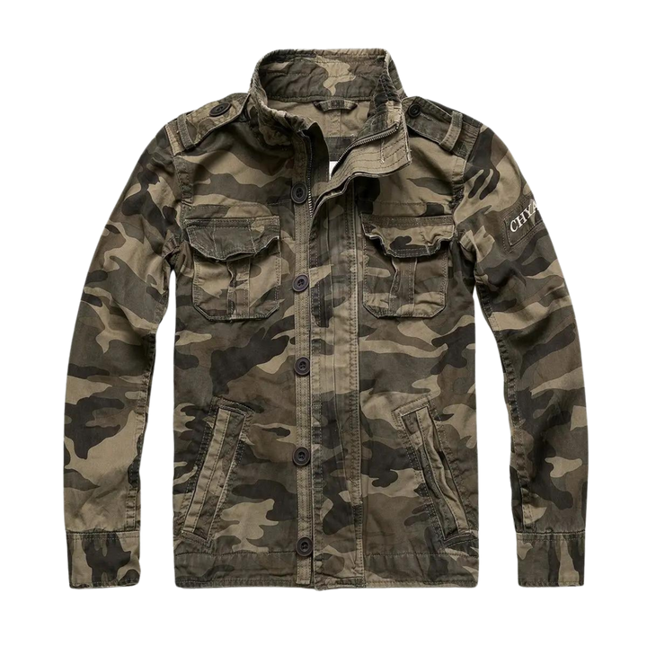 Men's Vintage Tactical Jacket - Classic Military Style - Brown