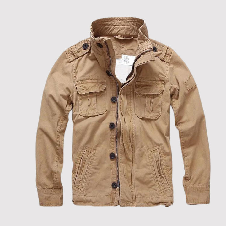 Men's Vintage Tactical Jacket - Classic Military Style - Khaki