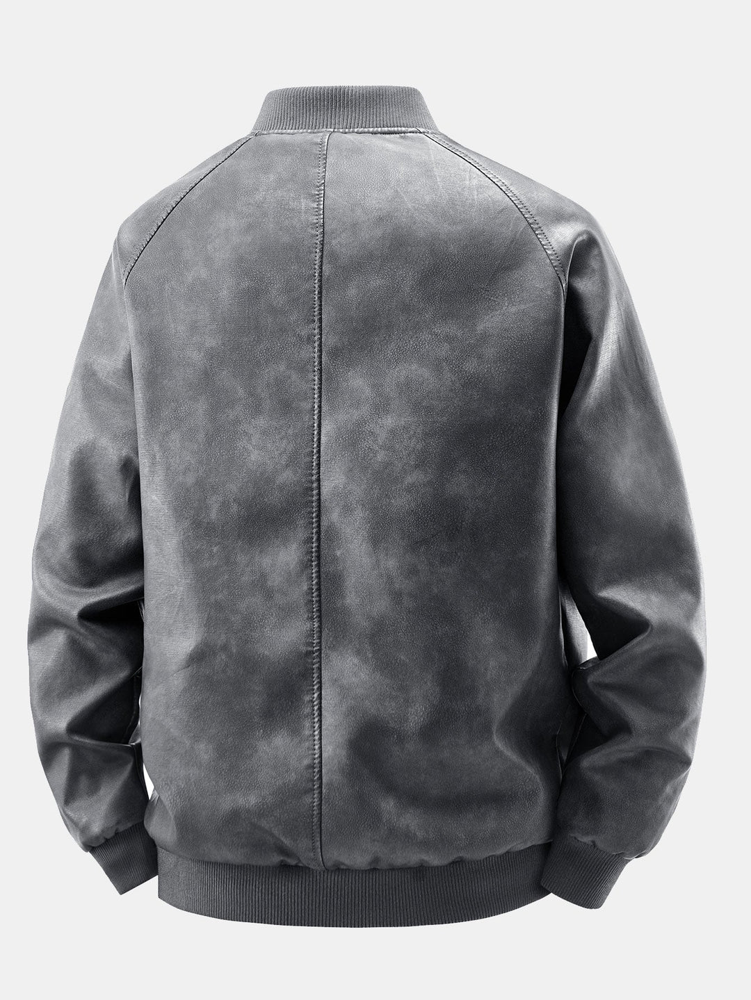 Men's Vintage Washed Faux Leather Bomber Jacket - Relaxed Fit