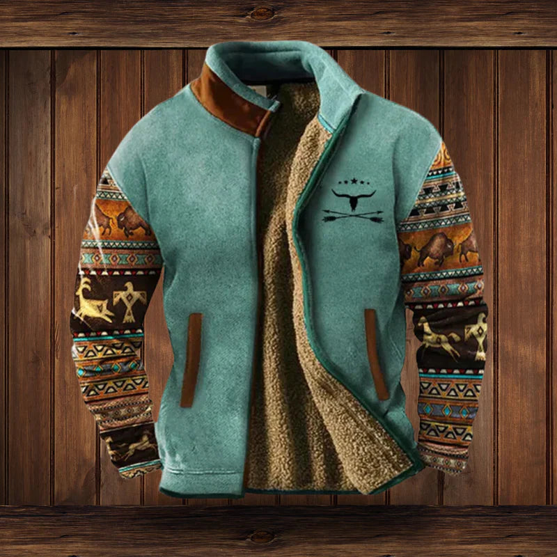 Men's Vintage Winter Jacket - Warm Outdoor Style - Blue