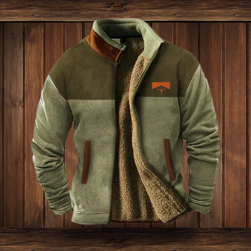 Men's Vintage Winter Jacket - Warm Outdoor Style - Green