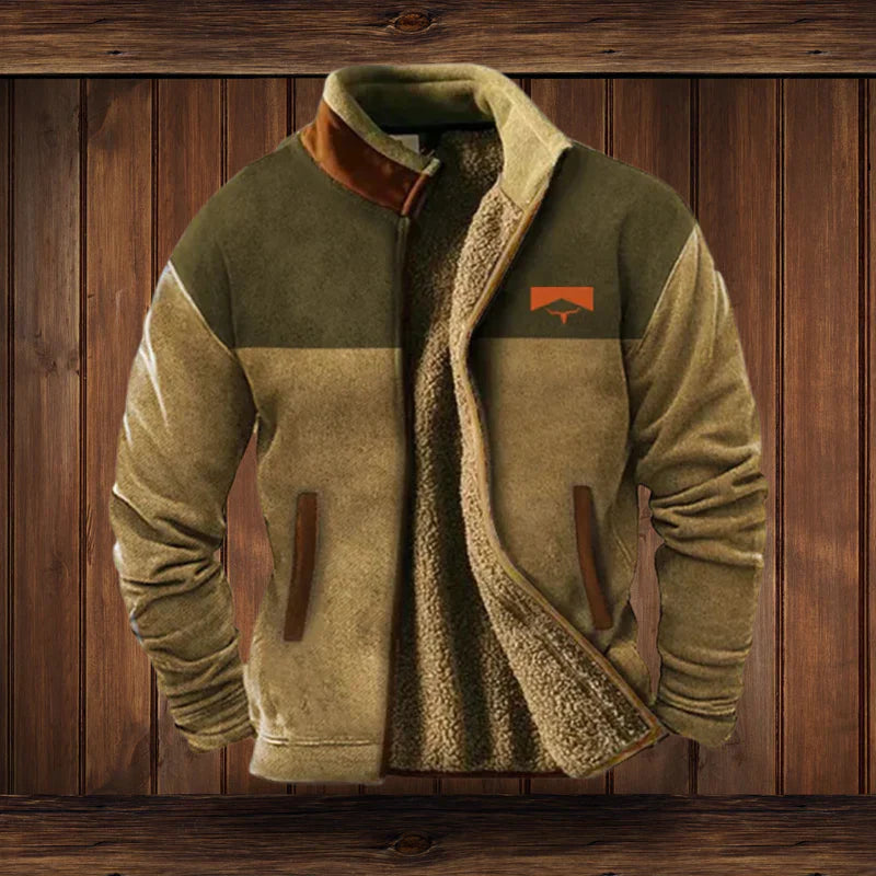 Men's Vintage Winter Jacket - Warm Outdoor Style - Maroon