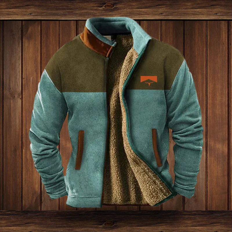Men's Vintage Winter Jacket - Warm Outdoor Style - Navy