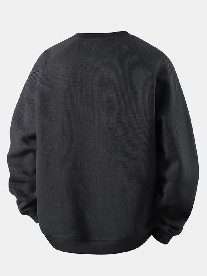 Men's Waffle Textured Crew Neck Sweatshirt – Relaxed Fit