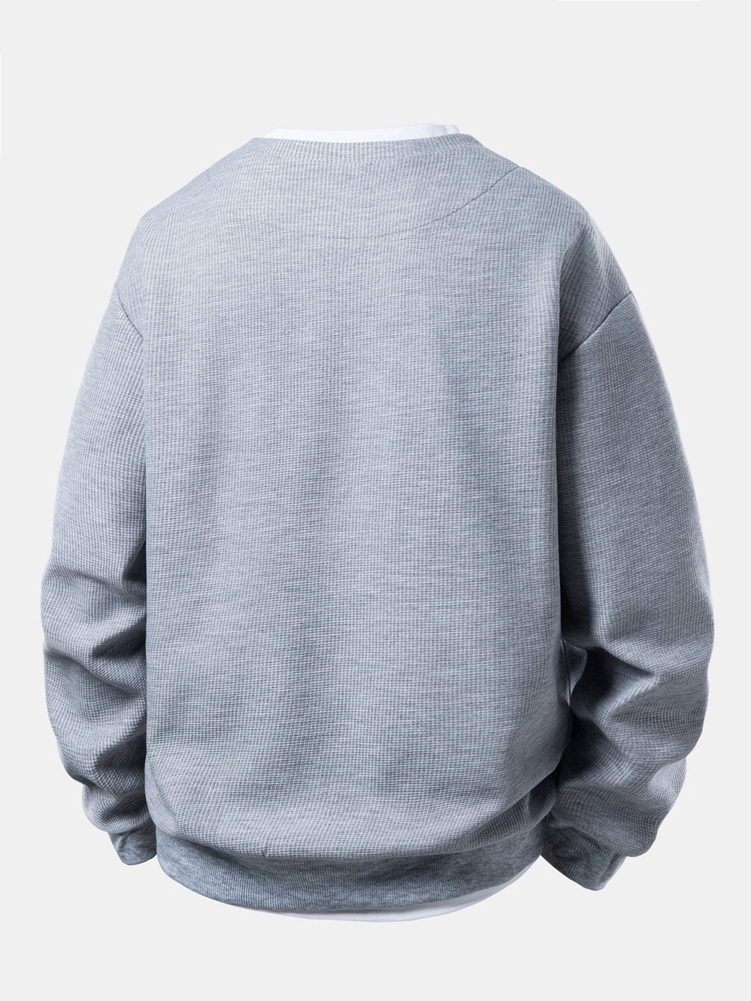 Men's Waffle Textured Sweatshirt – Relaxed Fit Crew Neck