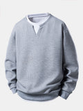 Men's Waffle Textured Sweatshirt – Relaxed Fit Crew Neck