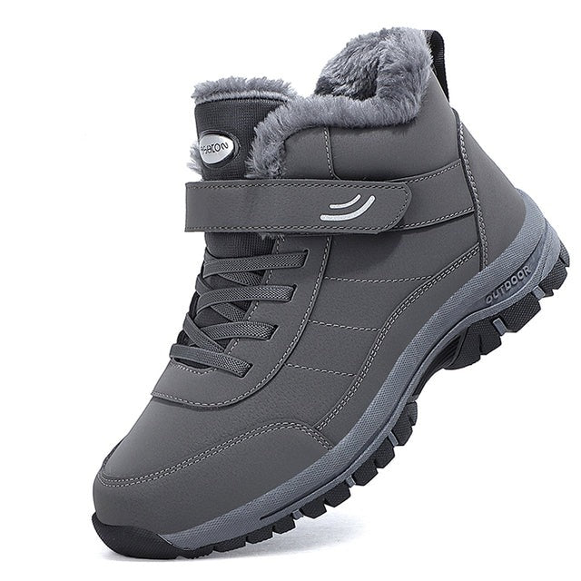 Men's Waterproof Winter Boots - Slip-Resistant Sole - Grey