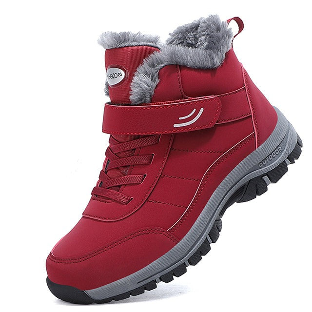 Men's Waterproof Winter Boots - Slip-Resistant Sole - Red