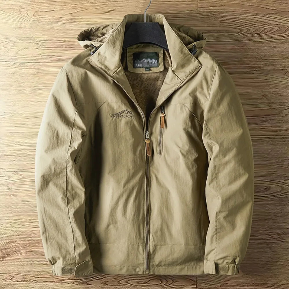 Men's Waterproof Winter Jacket - Breathable Outdoor Ski Coat - Khaki