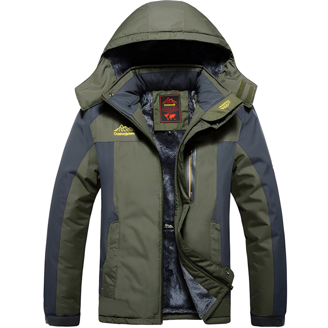 Men's Waterproof Winter Parka Jacket - Thermal Outdoor Coat - Green