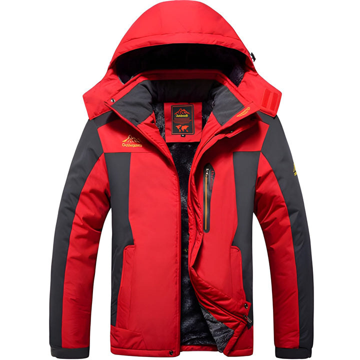 Men's Waterproof Winter Parka Jacket - Thermal Outdoor Coat - Red