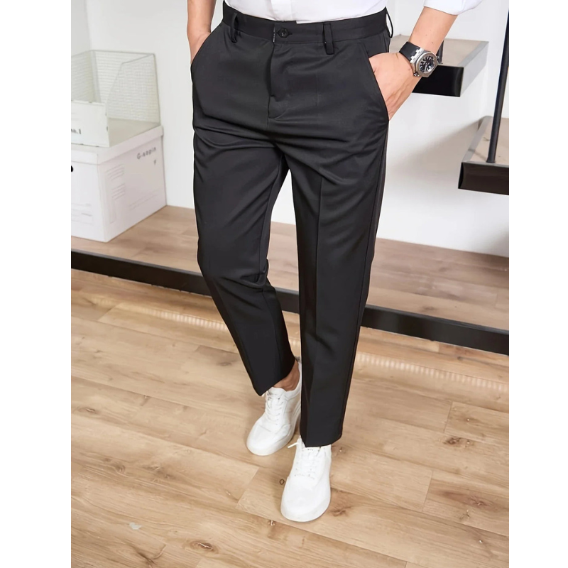 Men's Wide-Leg Trousers – Business Casual Fit - Black