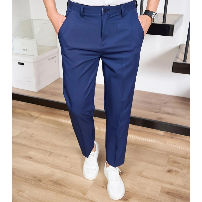 Men's Wide-Leg Trousers – Business Casual Fit - Navy