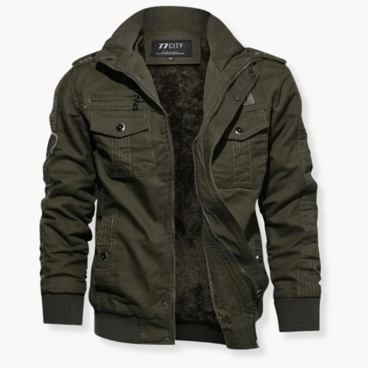 Men's Windproof Winter Work Jacket - Khaki - Green