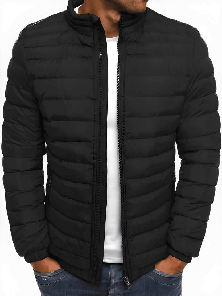 Men's Winter Jacket - Casual Quilted Puffer Coat - Black