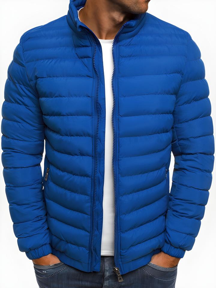 Men's Winter Jacket - Casual Quilted Puffer Coat - Blue