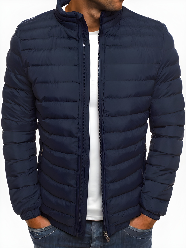 Men's Winter Jacket - Casual Quilted Puffer Coat - Navy