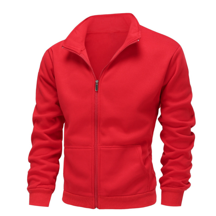 Men's Winter Jacket - Sporty High Collar Casual Warmth - Red