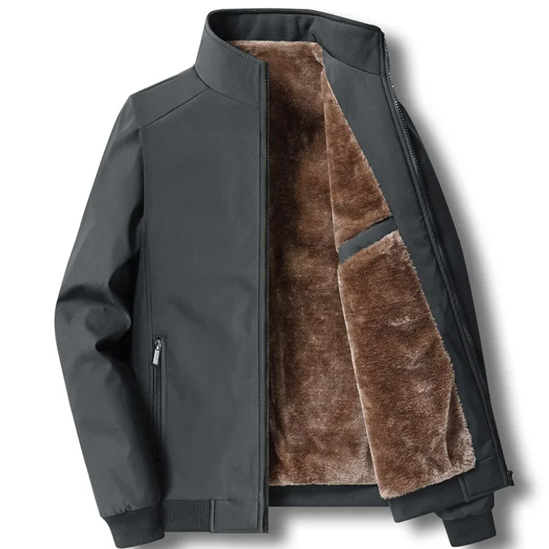 Men's Winter Jacket - Thick Warm Quilted Parka - Grey