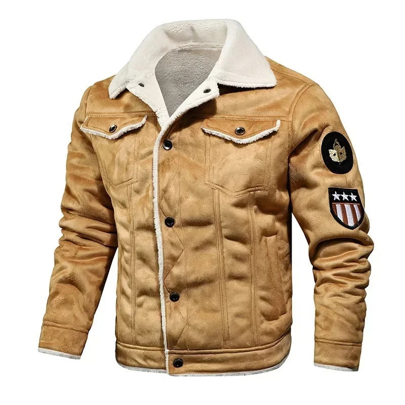 Men's Winter Jacket with Faux Fur Collar - Classic Khaki - Khaki