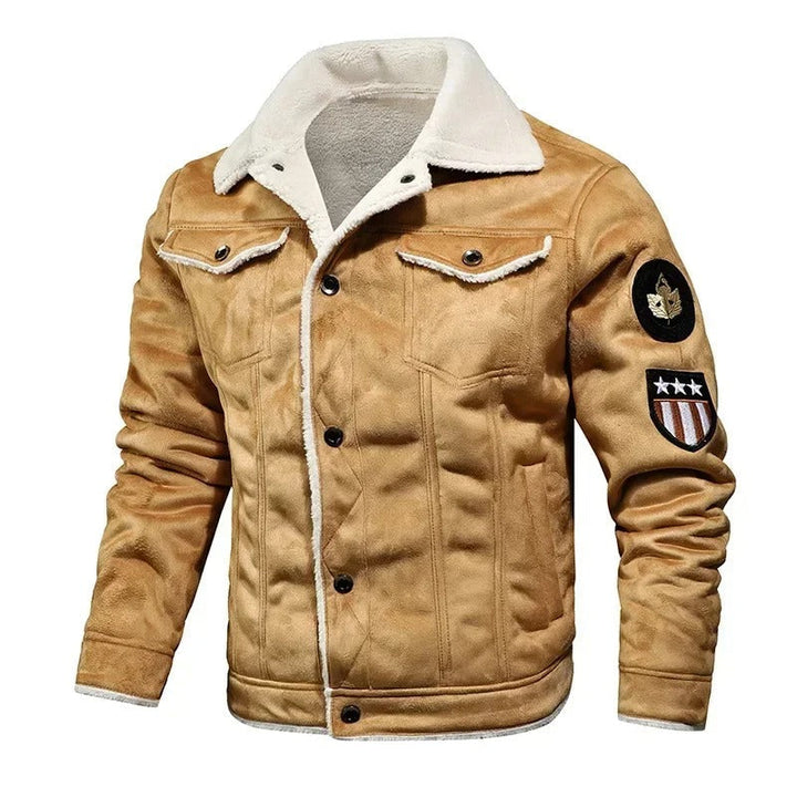 Men's Winter Jacket with Faux Fur Collar - Classic Khaki - Khaki