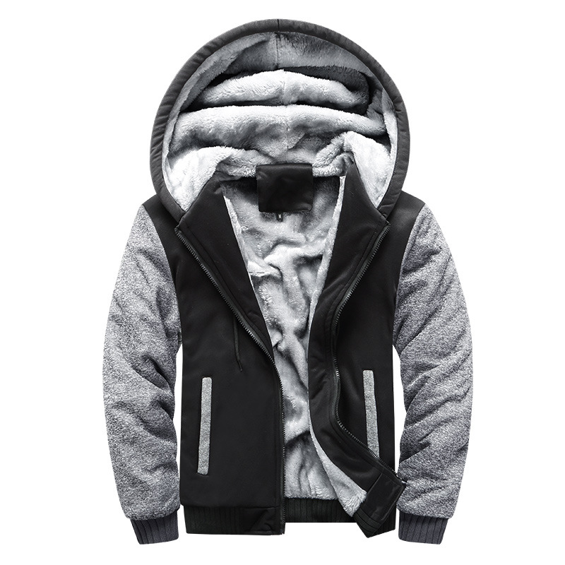 Men's Winter Jacket with Hood - Warm & Stylish - Black-Grey