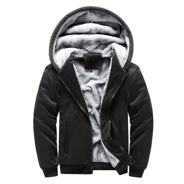 Men's Winter Jacket with Hood - Warm & Stylish - Black