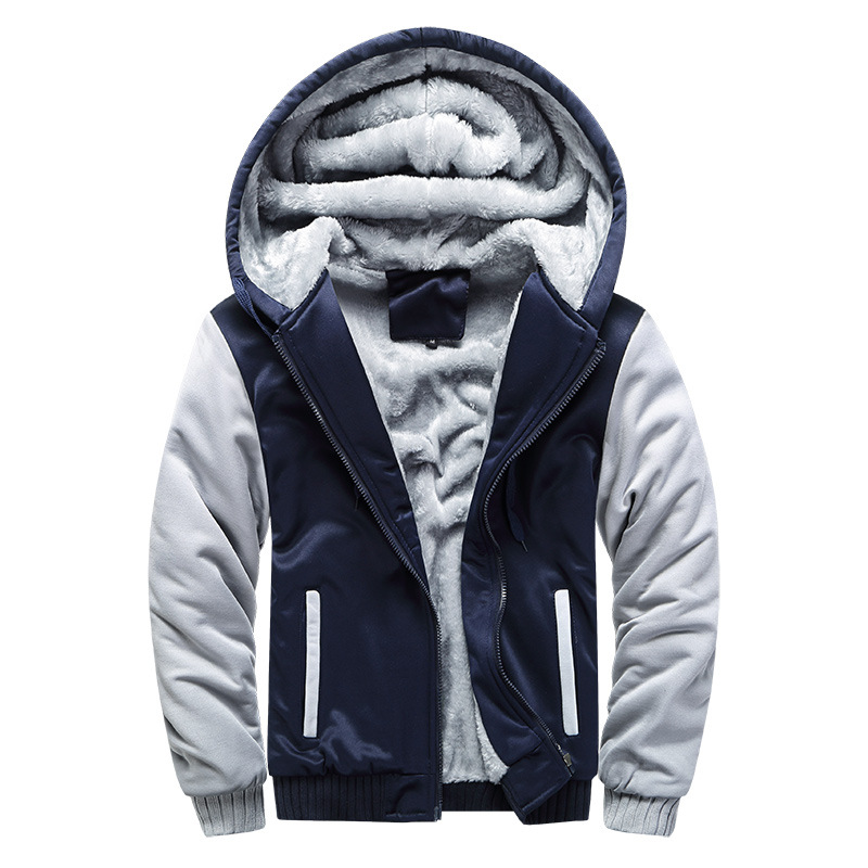 Men's Winter Jacket with Hood - Warm & Stylish - Blue