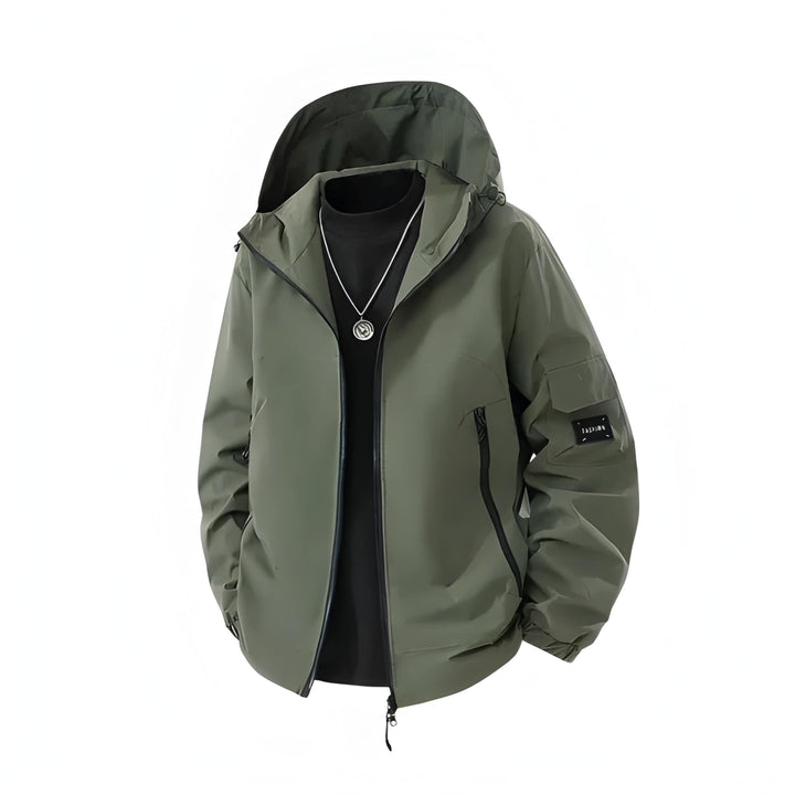 Men's Winter Ski Jacket with Hood - Windproof & Insulated - Green