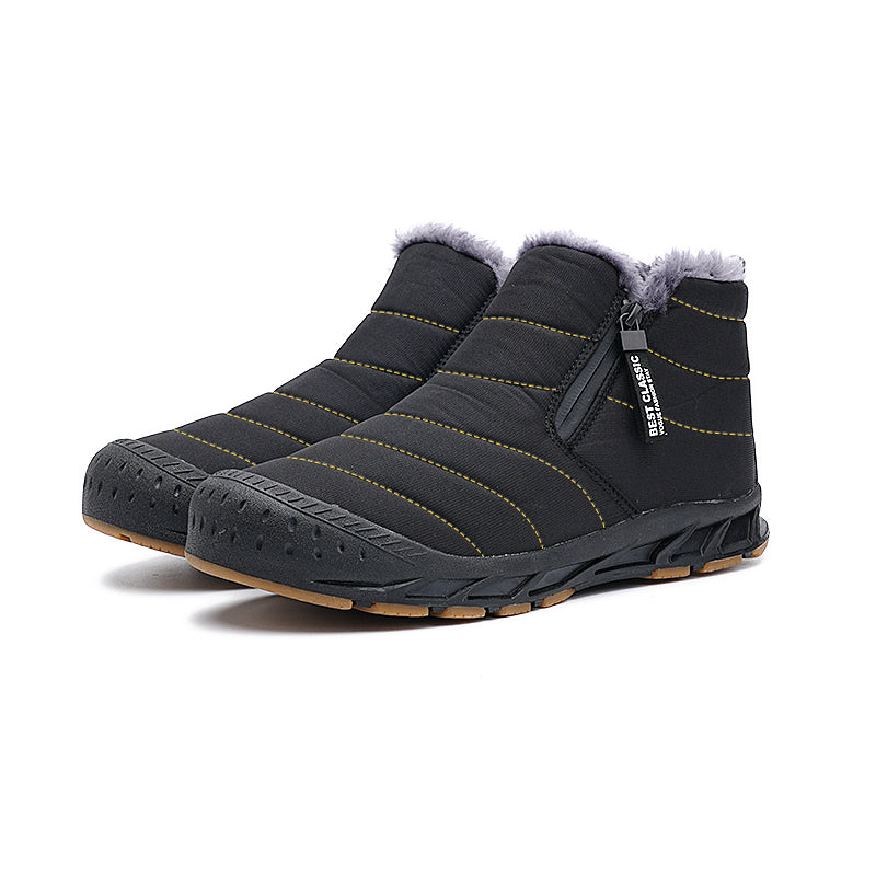 Men's Winter Snow Boots - Warm Lined Ankle Boots with Zip