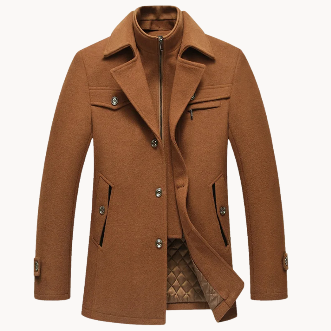 Men's Wool Blend Blazer Jacket - Classic Tailored Fit - Camel