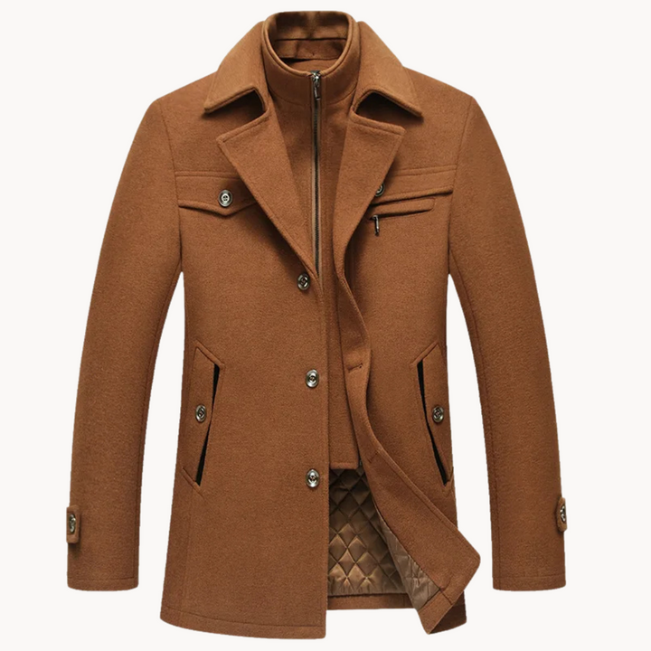 Men's Wool Blend Blazer Jacket - Classic Tailored Fit - Camel