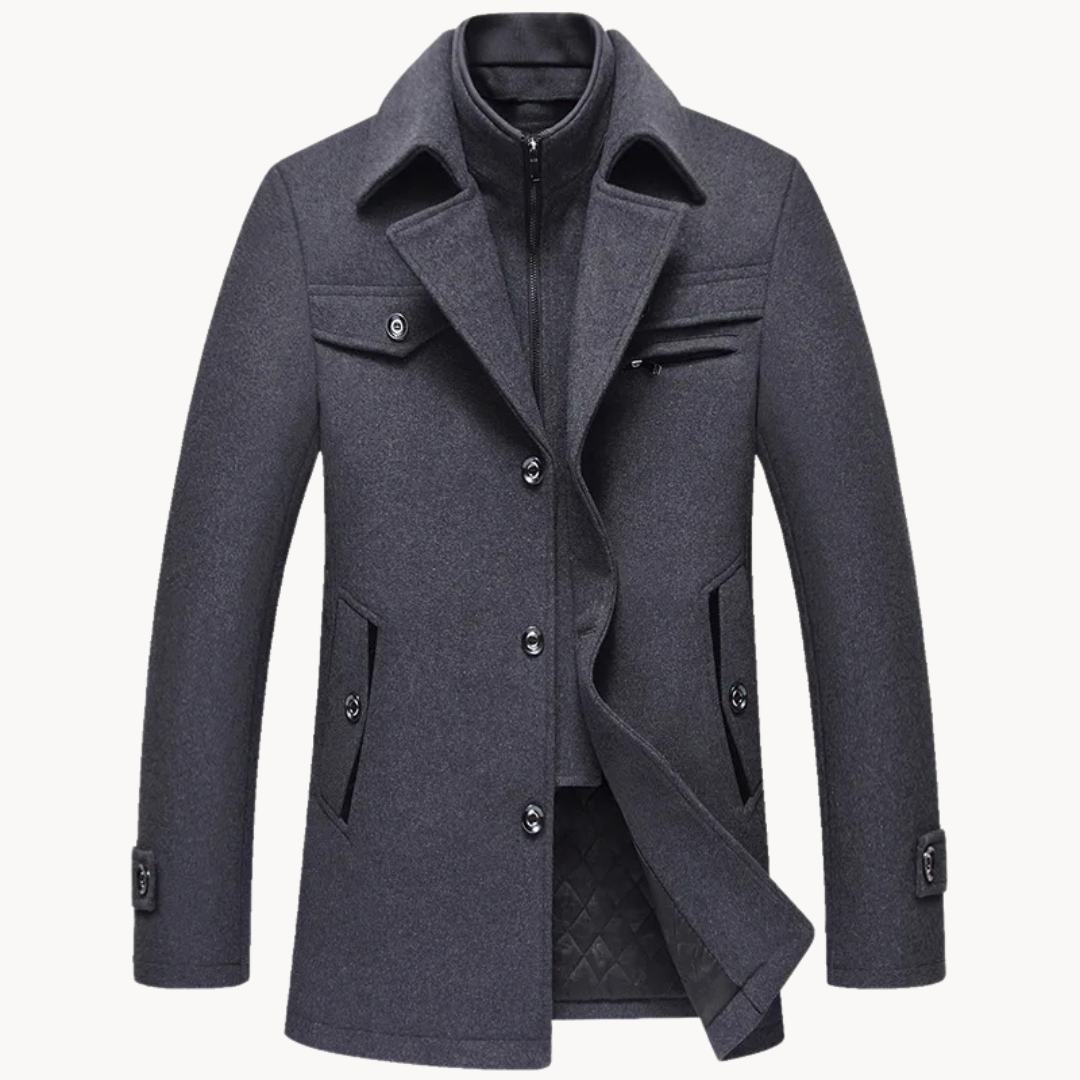 Men's Wool Blend Blazer Jacket - Classic Tailored Fit - Grey