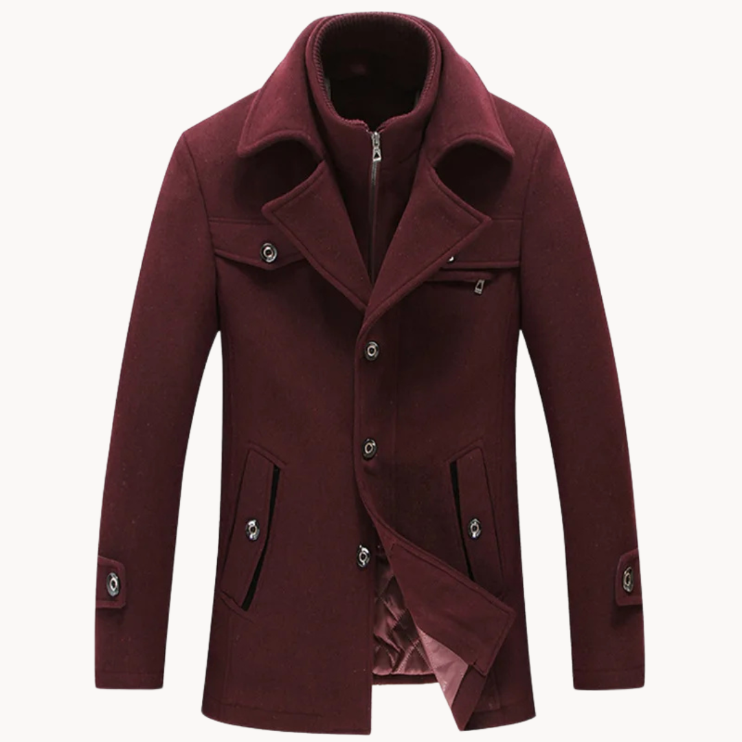 Men's Wool Blend Blazer Jacket - Classic Tailored Fit - Red