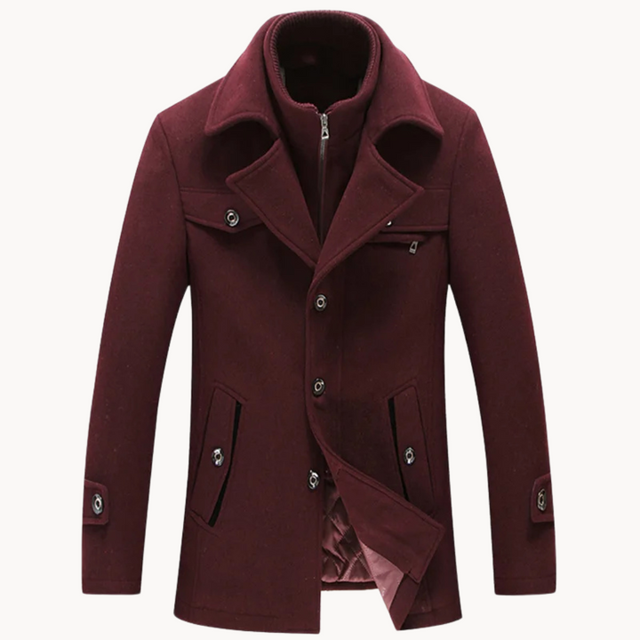 Men's Wool Blend Blazer Jacket - Classic Tailored Fit - Red