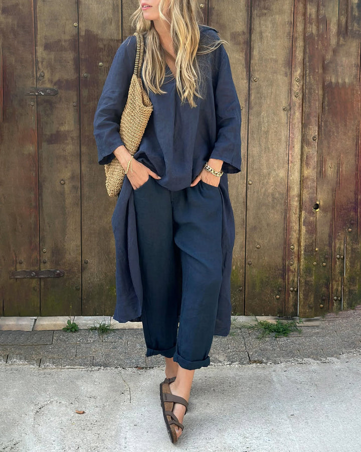 Women's 2-Piece Coordinated Set - Lightweight Summer Style - Navy