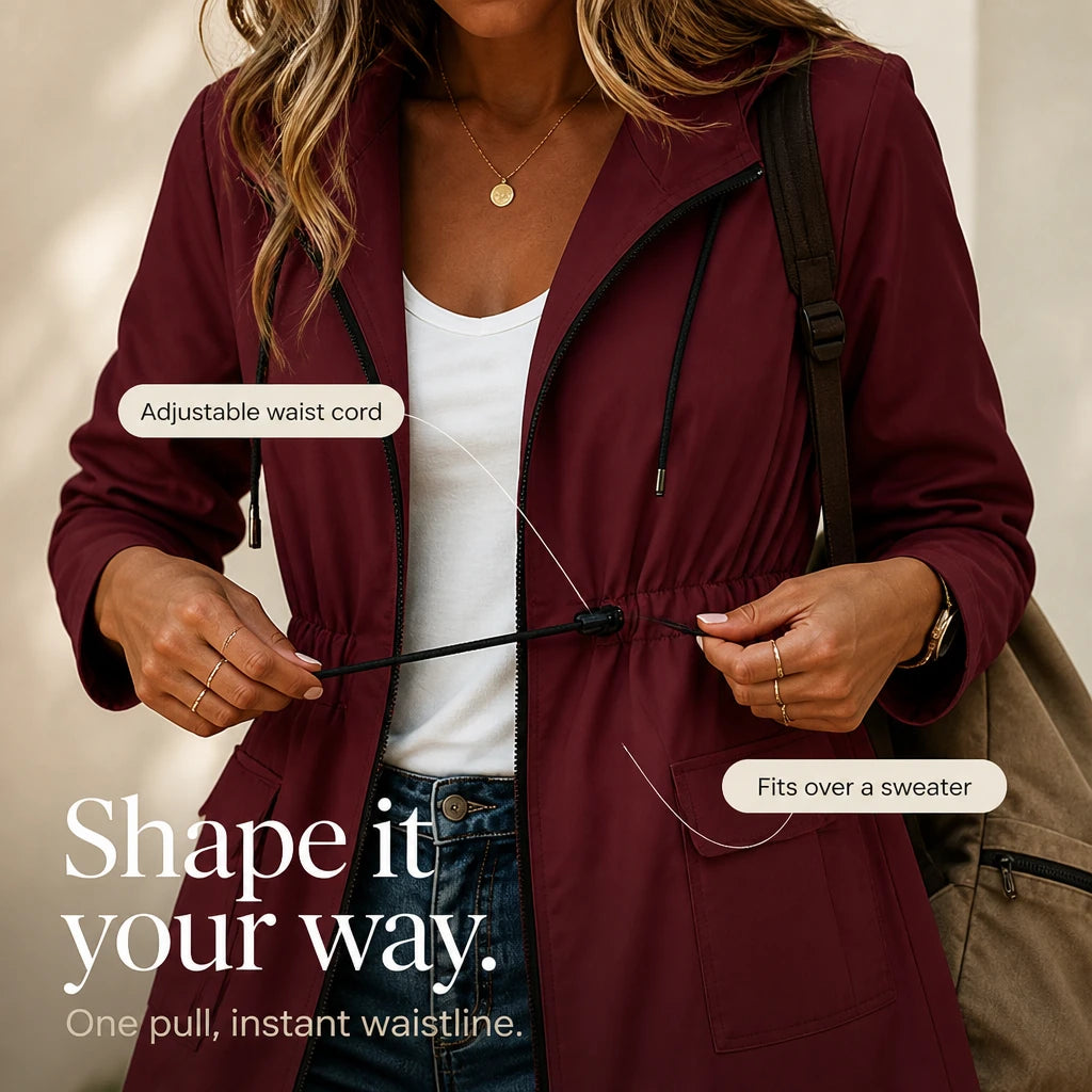 Women's Adjustable Waist Hooded Parka – Relaxed Fit