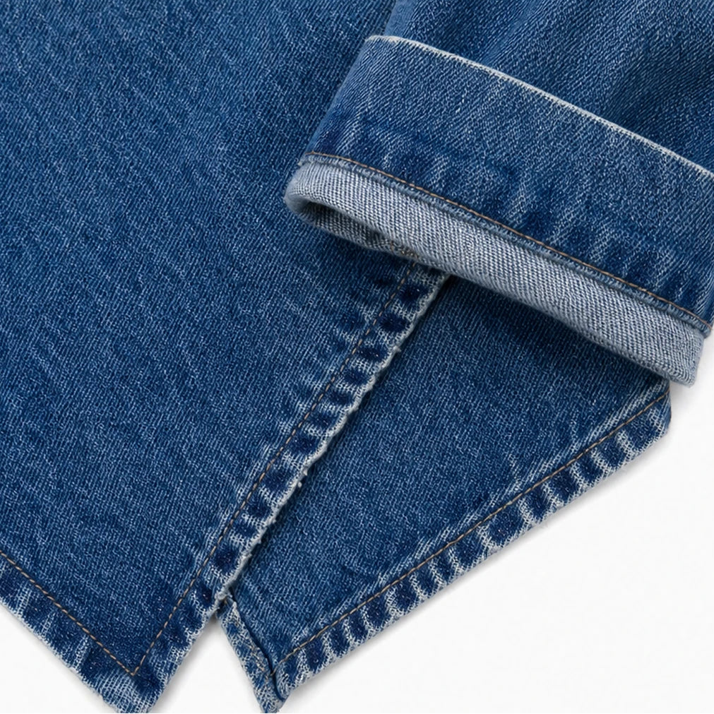 Women's Asymmetric Denim Jacket - Angled Button Stand Collar