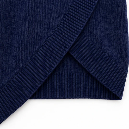 Women's Asymmetric Mock-Neck Knit Sweater - Angled Hem