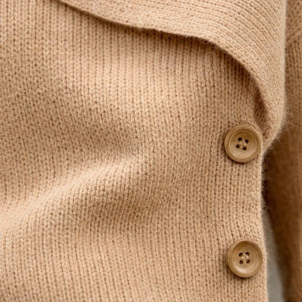 Women's Asymmetrical Fold-Over Collar Knit Sweater - Relaxed Fit