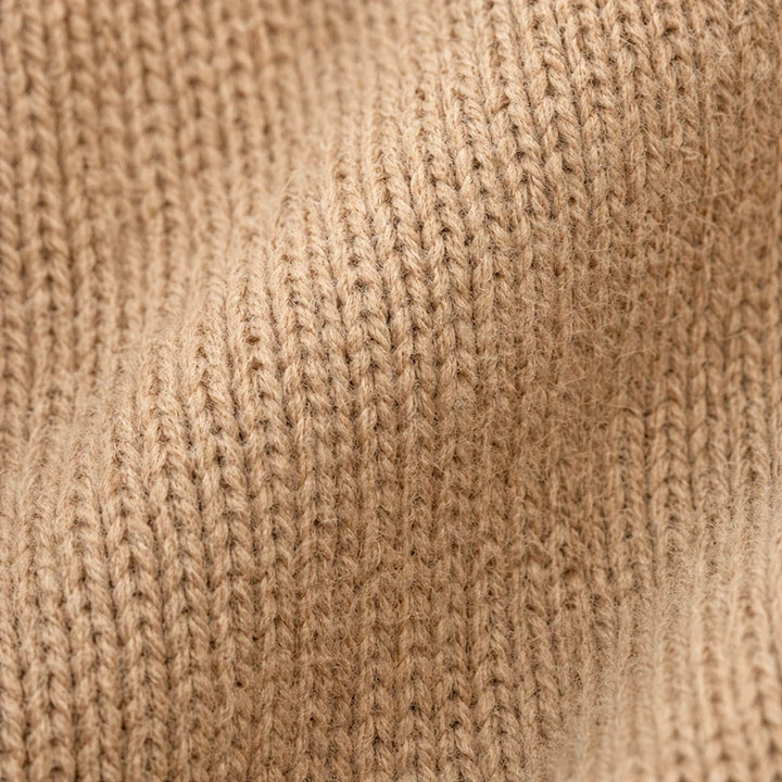 Women's Asymmetrical Fold-Over Collar Knit Sweater - Relaxed Fit