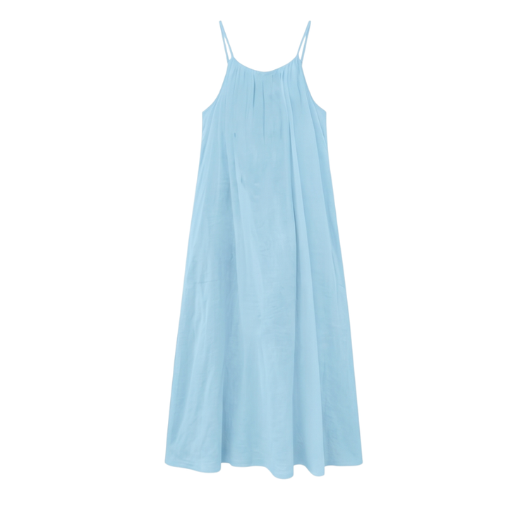 Women's Backless Cami Maxi Dress - Open Back Summer Style - Blue