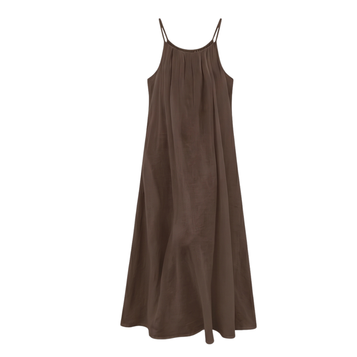 Women's Backless Cami Maxi Dress - Open Back Summer Style - Brown