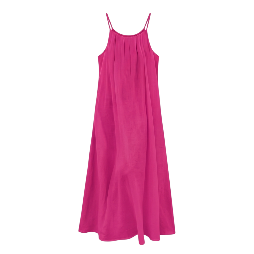 Women's Backless Cami Maxi Dress - Open Back Summer Style - Dark Pink
